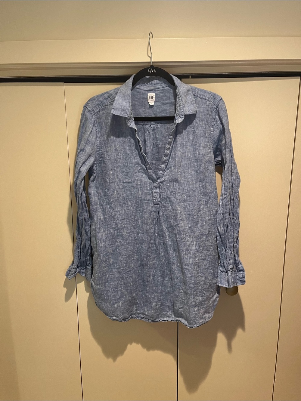 GAP Women's Light Blue Chambray Linen Popover Tunic